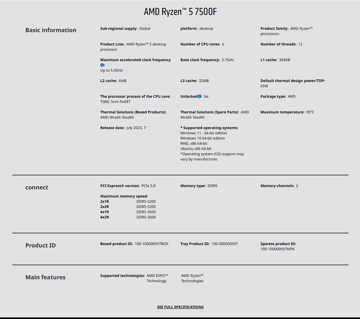 AMD Ryzen 5 7500F 3.7GHz 6-Cor - Pc Gaming Amd Ryzen 5 ulasan dan harga